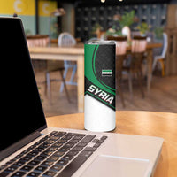 Syria Revolution Emblem Skinny Tumbler with Traditional Pattern and Curved Green Black Design