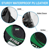 Syria Revolution Emblem Spare Tire Cover with Traditional Pattern and Curved Green Black Design