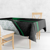 Syria Revolution Emblem Tablecloth with Traditional Pattern and Curved Green Black Design