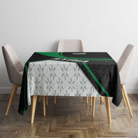 Syria Revolution Emblem Tablecloth with Traditional Pattern and Curved Green Black Design