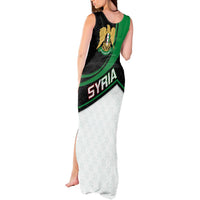 Syria Revolution Emblem Tank Maxi Dress with Traditional Pattern and Curved Green Black Design