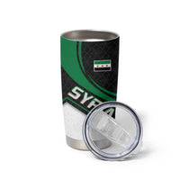 Syria Revolution Emblem Tumbler Cup with Traditional Pattern and Curved Green Black Design