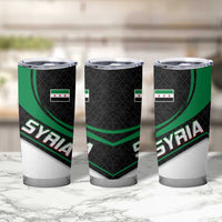 Syria Revolution Emblem Tumbler Cup with Traditional Pattern and Curved Green Black Design