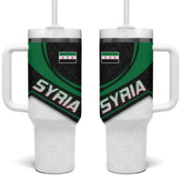Syria Revolution Emblem Tumbler With Handle with Traditional Pattern and Curved Green Black Design