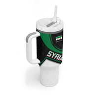 Syria Revolution Emblem Tumbler With Handle with Traditional Pattern and Curved Green Black Design