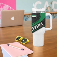Syria Revolution Emblem Tumbler With Handle with Traditional Pattern and Curved Green Black Design