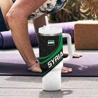 Syria Revolution Emblem Tumbler With Handle with Traditional Pattern and Curved Green Black Design