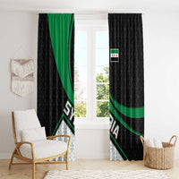 Syria Revolution Emblem Window Curtain with Traditional Pattern and Curved Green Black Design