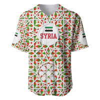 Syria Geometric Pattern Baseball Jersey with Traditional Arab Tile Motif and Flag Emblem