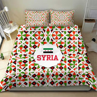 Syria Geometric Pattern Bedding Set with Traditional Arab Tile Motif and Flag Emblem