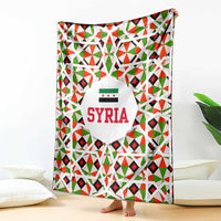 Syria Geometric Pattern Blanket with Traditional Arab Tile Motif and Flag Emblem