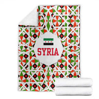 Syria Geometric Pattern Blanket with Traditional Arab Tile Motif and Flag Emblem