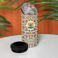 Syria Geometric Pattern 4 in 1 Can Cooler Tumbler with Traditional Arab Tile Motif and Flag Emblem