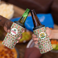 Syria Geometric Pattern 4 in 1 Can Cooler Tumbler with Traditional Arab Tile Motif and Flag Emblem