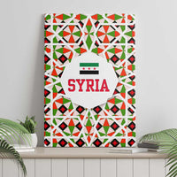 Syria Geometric Pattern Canvas Wall Art with Traditional Arab Tile Motif and Flag Emblem