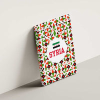 Syria Geometric Pattern Canvas Wall Art with Traditional Arab Tile Motif and Flag Emblem