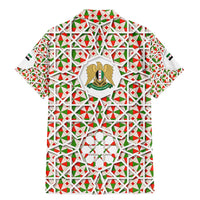 Syria Geometric Pattern Family Matching Mermaid Dress and Hawaiian Shirt with Traditional Arab Tile Motif and Flag Emblem