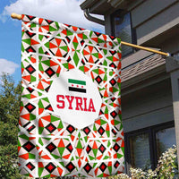 Syria Geometric Pattern Garden Flag with Traditional Arab Tile Motif and Flag Emblem
