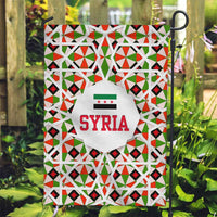 Syria Geometric Pattern Garden Flag with Traditional Arab Tile Motif and Flag Emblem