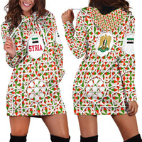 Syria Geometric Pattern Hoodie Dress with Traditional Arab Tile Motif and Flag Emblem
