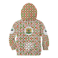 Syria Geometric Pattern Kid Hoodie with Traditional Arab Tile Motif and Flag Emblem
