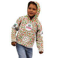 Syria Geometric Pattern Kid Hoodie with Traditional Arab Tile Motif and Flag Emblem
