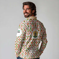 Syria Geometric Pattern Long Sleeve Polo Shirt with Traditional Arab Tile Motif and Flag Emblem