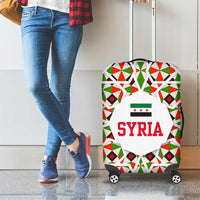 Syria Geometric Pattern Luggage Cover with Traditional Arab Tile Motif and Flag Emblem