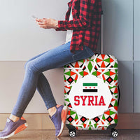 Syria Geometric Pattern Luggage Cover with Traditional Arab Tile Motif and Flag Emblem