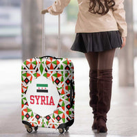 Syria Geometric Pattern Luggage Cover with Traditional Arab Tile Motif and Flag Emblem