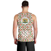 Syria Geometric Pattern Men Tank Top with Traditional Arab Tile Motif and Flag Emblem