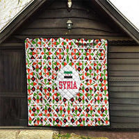 Syria Geometric Pattern Quilt with Traditional Arab Tile Motif and Flag Emblem