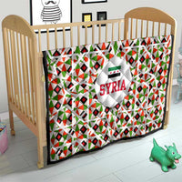 Syria Geometric Pattern Quilt with Traditional Arab Tile Motif and Flag Emblem