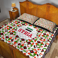 Syria Geometric Pattern Quilt Bed Set with Traditional Arab Tile Motif and Flag Emblem