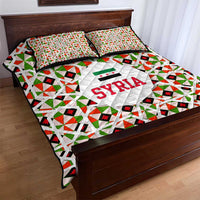 Syria Geometric Pattern Quilt Bed Set with Traditional Arab Tile Motif and Flag Emblem