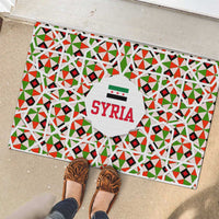 Syria Geometric Pattern Rubber Doormat with Traditional Arab Tile Motif and Flag Emblem
