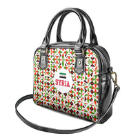 Syria Geometric Pattern Shoulder Handbag with Traditional Arab Tile Motif and Flag Emblem