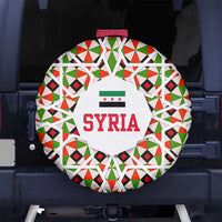 Syria Geometric Pattern Spare Tire Cover with Traditional Arab Tile Motif and Flag Emblem