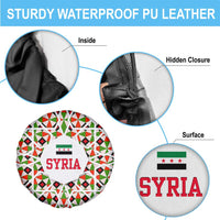 Syria Geometric Pattern Spare Tire Cover with Traditional Arab Tile Motif and Flag Emblem
