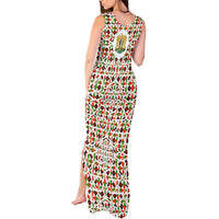 Syria Geometric Pattern Tank Maxi Dress with Traditional Arab Tile Motif and Flag Emblem