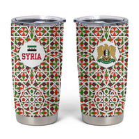 Syria Geometric Pattern Tumbler Cup with Traditional Arab Tile Motif and Flag Emblem