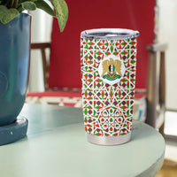 Syria Geometric Pattern Tumbler Cup with Traditional Arab Tile Motif and Flag Emblem