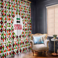 Syria Geometric Pattern Window Curtain with Traditional Arab Tile Motif and Flag Emblem