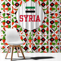 Syria Geometric Pattern Window Curtain with Traditional Arab Tile Motif and Flag Emblem