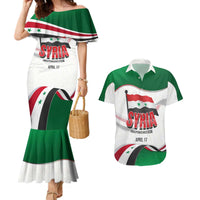 Syria Independence Day Couples Matching Mermaid Dress and Hawaiian Shirt with National Flag and Emblem