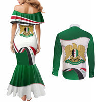 Syria Independence Day Couples Matching Mermaid Dress and Long Sleeve Button Shirt with National Flag and Emblem