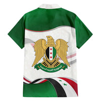 Syria Independence Day Family Matching Off Shoulder Short Dress and Hawaiian Shirt with National Flag and Emblem