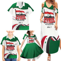 Syria Independence Day Family Matching Summer Maxi Dress and Hawaiian Shirt with National Flag and Emblem