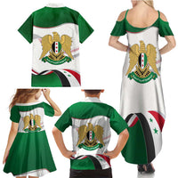 Syria Independence Day Family Matching Summer Maxi Dress and Hawaiian Shirt with National Flag and Emblem