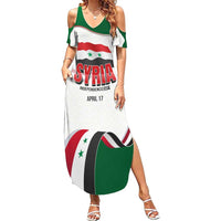 Syria Independence Day Family Matching Summer Maxi Dress and Hawaiian Shirt with National Flag and Emblem
